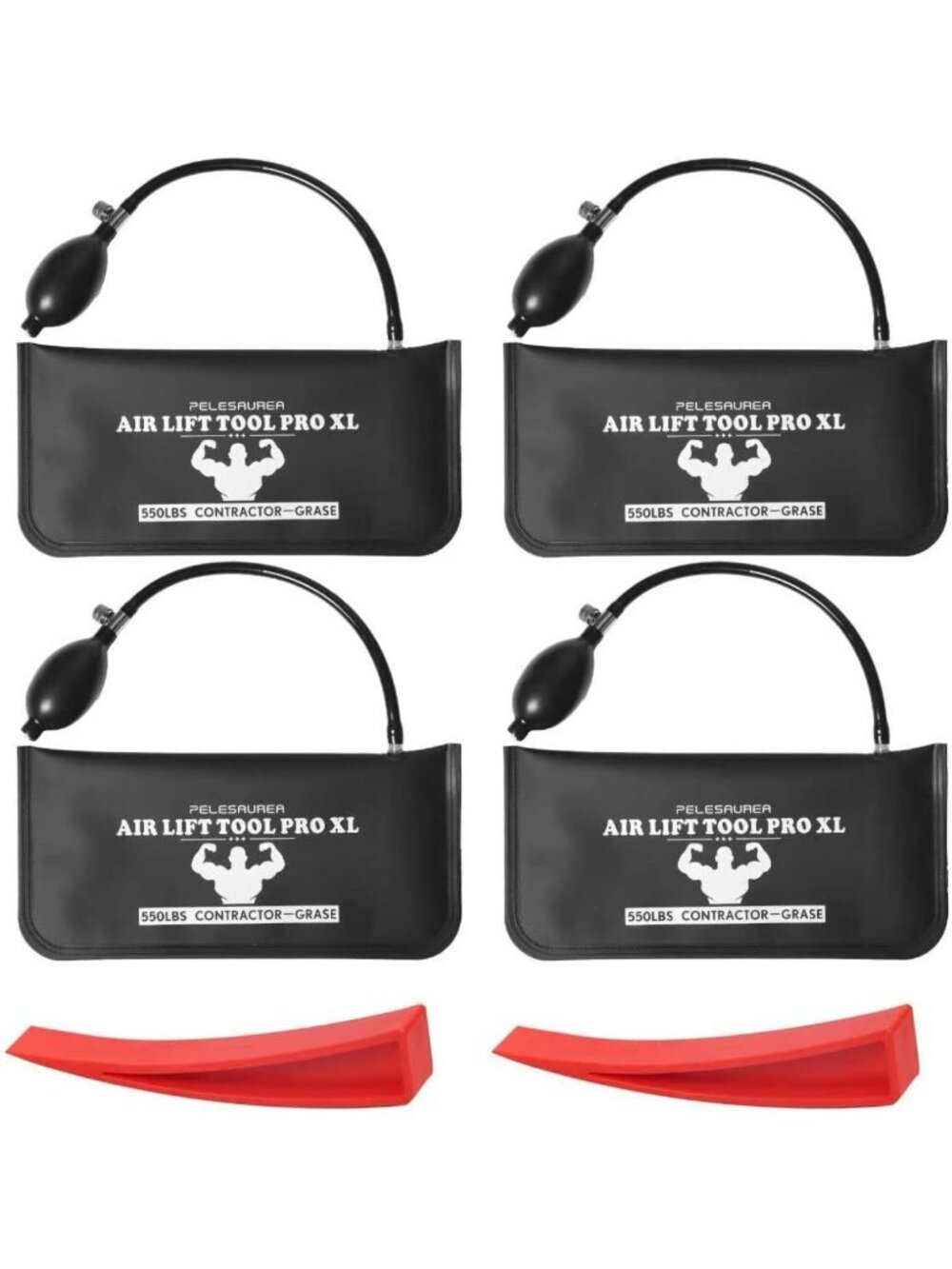 Inflatable Air Wedge Bag Set - 4pcs Commercial Grade Shim & Pry Bar Kit